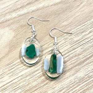 68. Malachite and Blue lace agate beachy earrings